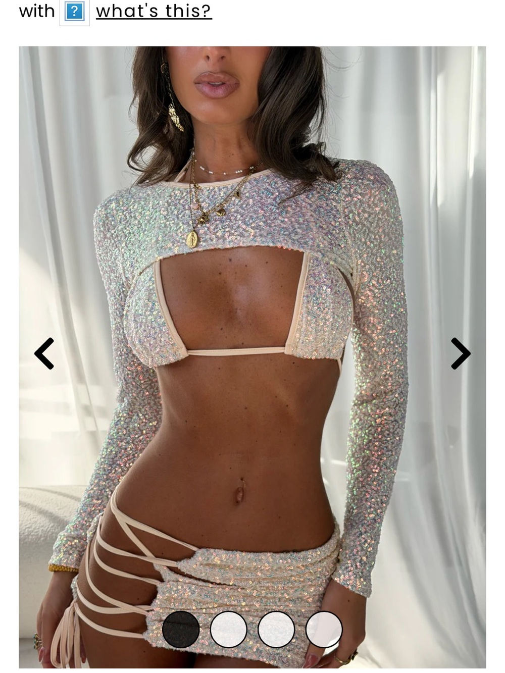 Sorelle Boutique Iridescent Sequin Bikini Set in Cream